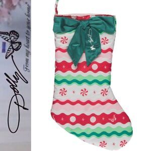 Dolly‎ Parton Candy Cane Stripe & Peppermint Christmas Stocking